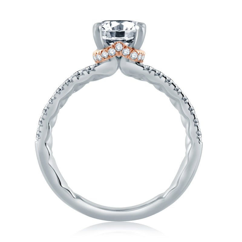 A. Jaffe Delicate Oval Solitaire with Belted Gallery Detail - A. Jaffe