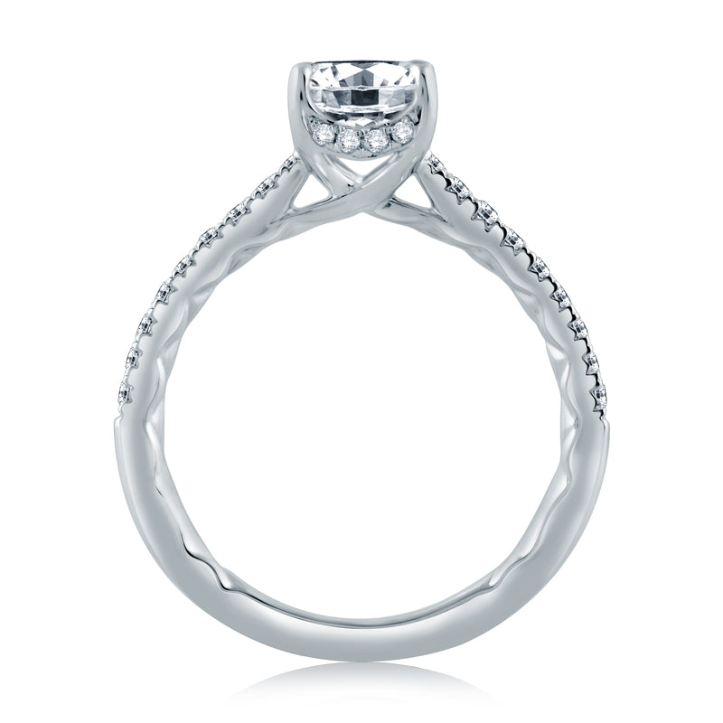 A. Jaffe Oval Center Draped Gallery Solitaire Engagement Ring