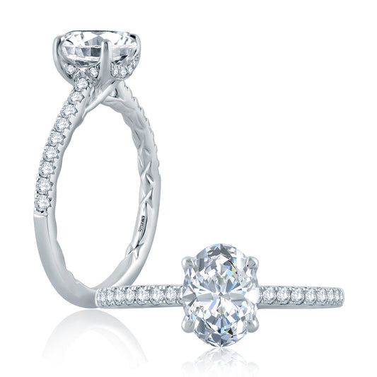 A. Jaffe Oval Center Draped Gallery Solitaire Engagement Ring - A. Jaffe