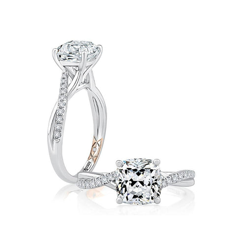 A. Jaffe Crossover Cushion Stone Four Prong Engagement Ring