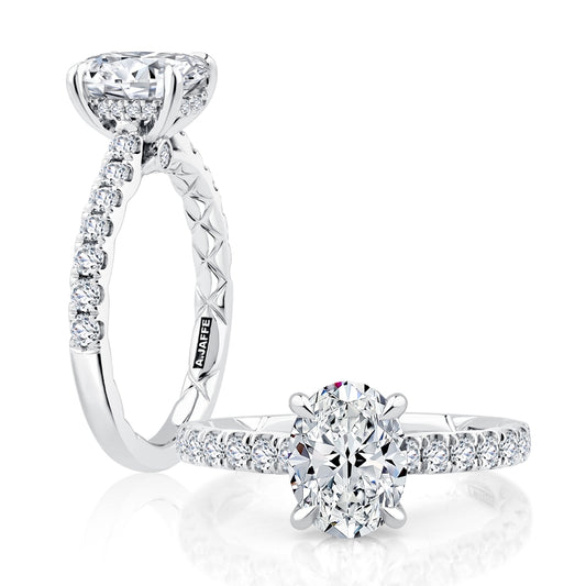 A. Jaffe Hidden Halo Oval Center Diamond Engagement Ring - A. Jaffe