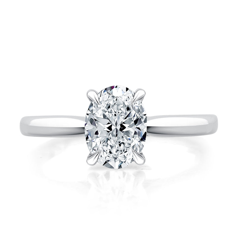 A. Jaffe Classic Solitaire Oval Center Diamond Engagement Ring - A. Jaffe