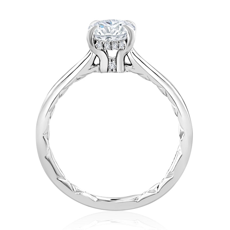 A. Jaffe Hidden Halo Oval Cut Diamond Solitaire Engagement Ring with Quilted Interior - A. Jaffe