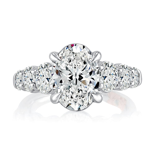 A. Jaffe Four Prong Oval Cut Diamond Engagement Ring