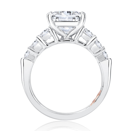 A. Jaffe Four Prong Seven Stone Asscher Diamond Engagement Ring - A. Jaffe