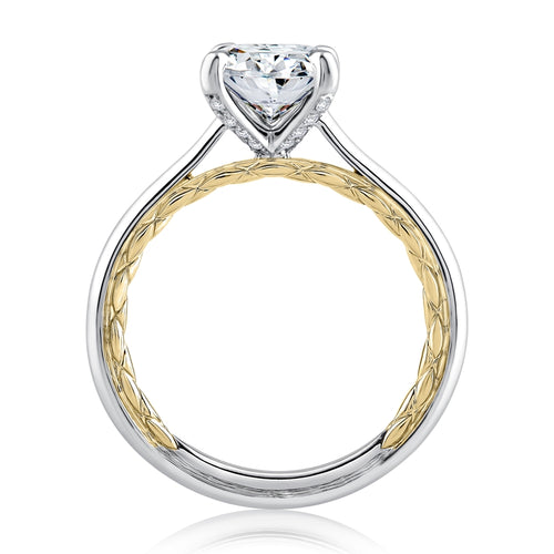 A. Jaffe Elegant Two Tone Round Cut Diamond Engagement Ring - A. Jaffe