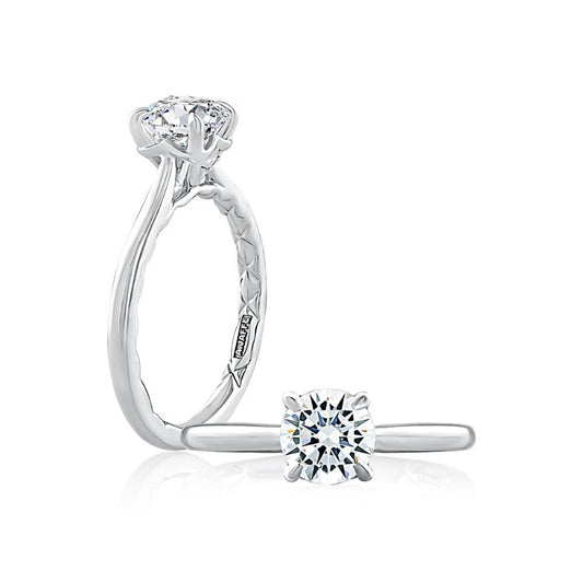 A. Jaffe Round diamond solitaire with diamond accent in undergallery - A. Jaffe