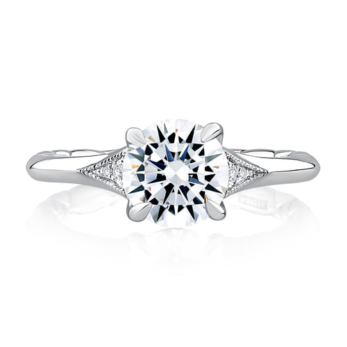 A. Jaffe Solitaire Round Diamond Engagement Ring with Diamond Accented Sides