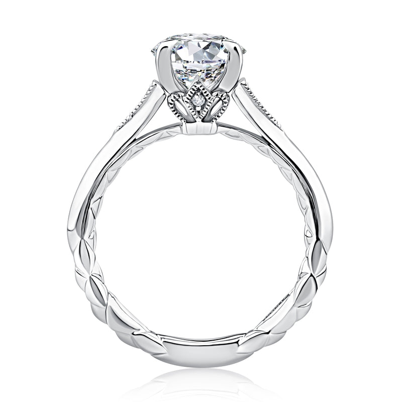 A. Jaffe Solitaire Round Diamond Engagement Ring with Diamond Accented Sides