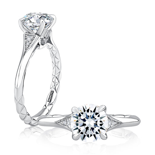A. Jaffe Solitaire Round Diamond Engagement Ring with Diamond Accented Sides - A. Jaffe