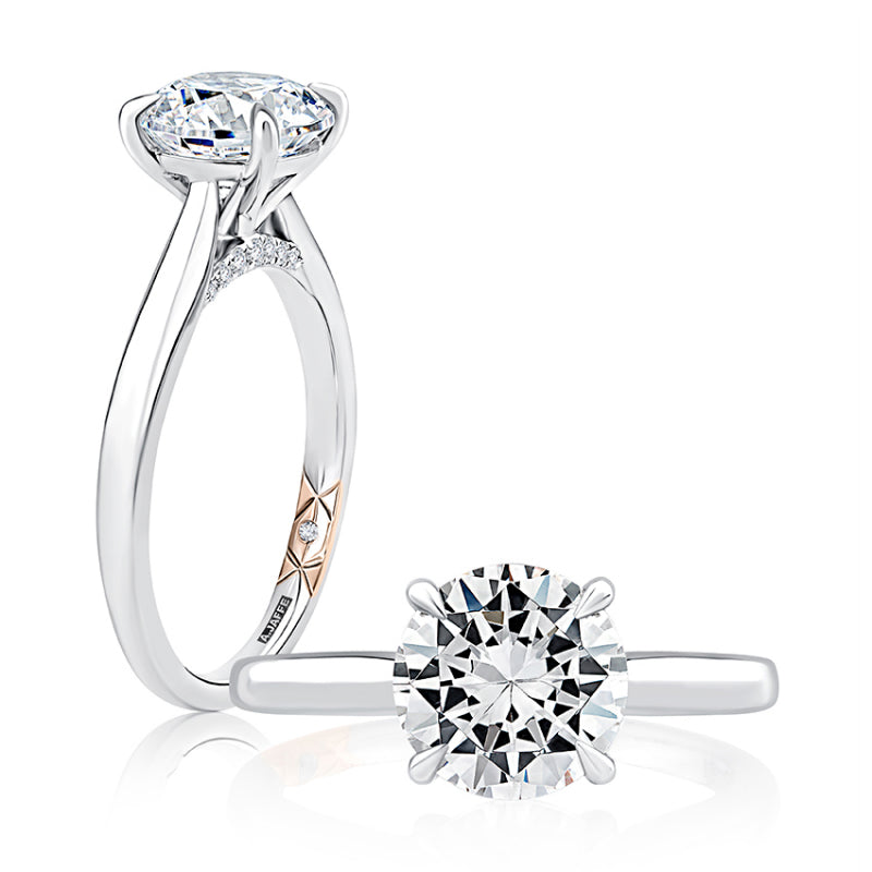 A. Jaffe Solitaire Round Center Diamond Engagement Ring with Peek-A-Boo Diamonds - A. Jaffe