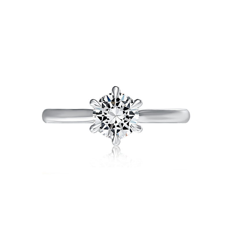 A. Jaffe Six Prong Round Center Solitaire Diamond Engagement Ring - A. Jaffe