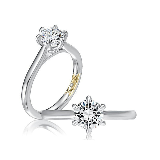 A. Jaffe Six Prong Round Center Solitaire Diamond Engagement Ring - A. Jaffe
