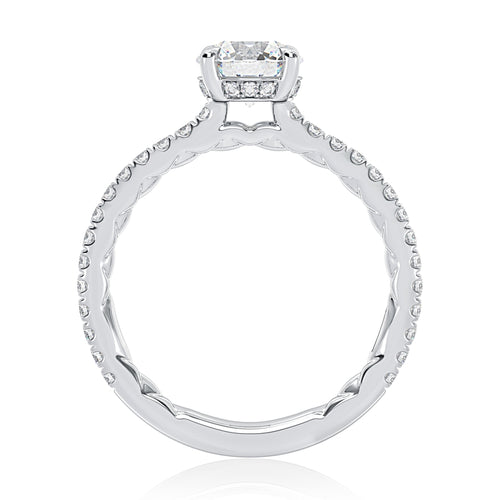 A. Jaffe Classic Round Center Diamond Engagement Ring with a Hidden Halo