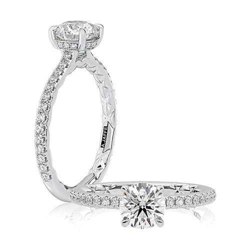 A. Jaffe Classic Round Center Diamond Engagement Ring with a Hidden Halo