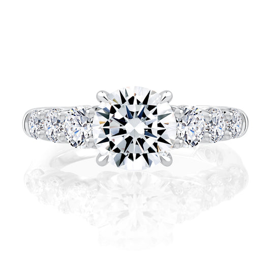 A. Jaffe Four Prong Seven Stone Round Diamond Engagement Ring - A. Jaffe