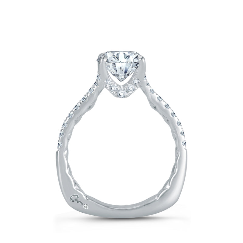 A. Jaffe Micro Pave Round Center Signature A.JAFFE Quilts engagement ring - A. Jaffe