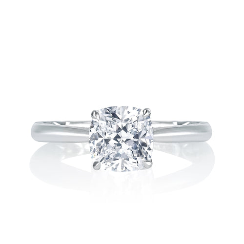 A. Jaffe Peek-A-Boo Pave Profile Cushion Center Diamond Engagement Ring with Signature A.JAFFE Quilts Interior - A. Jaffe