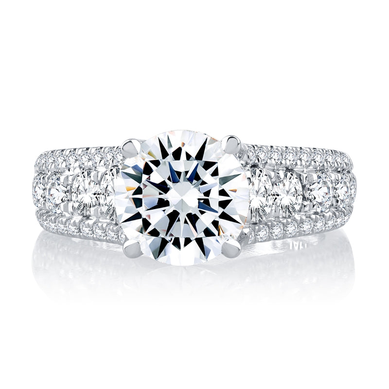 A. Jaffe Modern Three Row Diamond Pave Engagement Ring