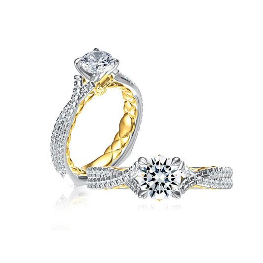 A. Jaffe Twisted Shank Round Center Diamond Engagement Ring - A. Jaffe