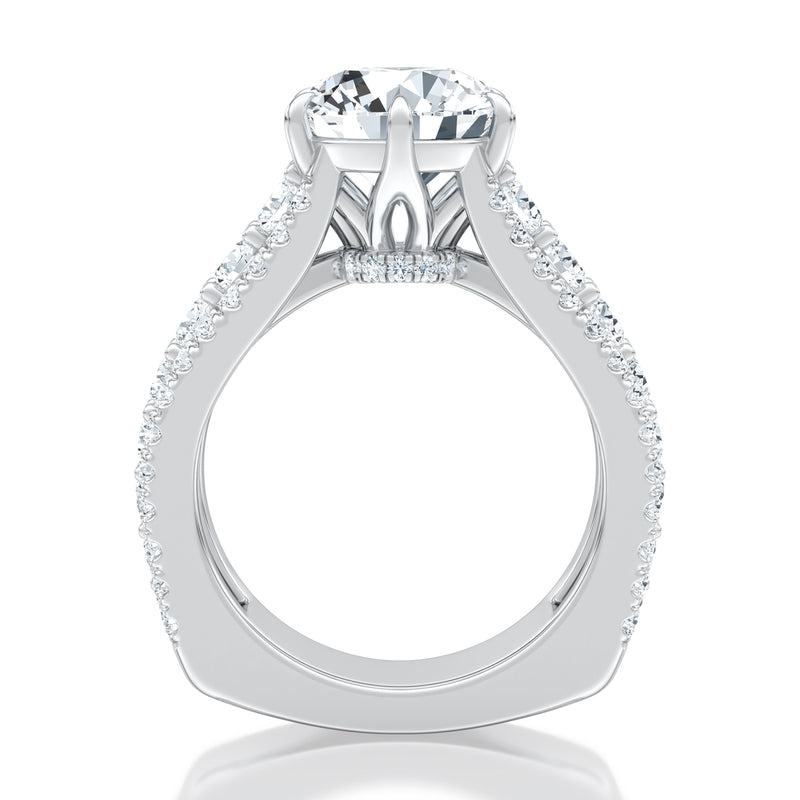 A. Jaffe Modern Three Row Diamond Pave Engagement Ring