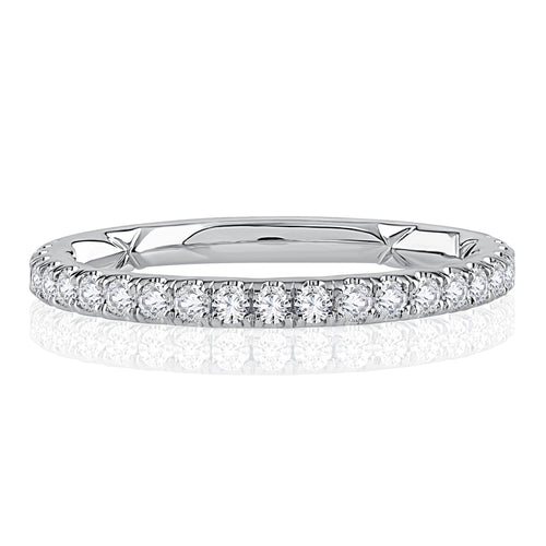 A. Jaffe Classic Diamond Pave Wedding Band with Quilted Interior - A. Jaffe