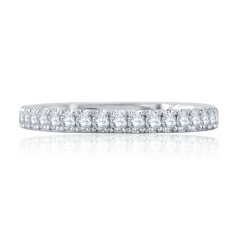 A. Jaffe Three-Quarter Diamond Pave Wedding Band with Quilted Interior - A. Jaffe