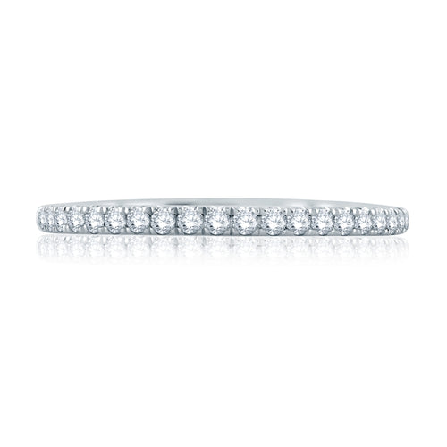A. Jaffe French Pave Diamond Wedding Band with Signature A.JAFFE Quilts Interior