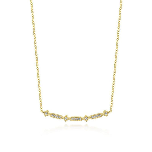 Gabriel & Co. 14k Yellow Gold Art Moderne Diamond Bar Necklace - Gabriel & Co. Fashion