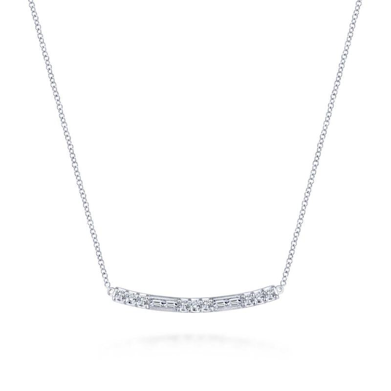 Gabriel & Co. 14k White Gold Lusso Diamond Bar Necklace - Gabriel & Co. Fashion