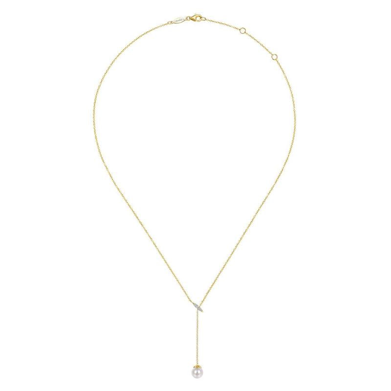 Gabriel & Co. 14k Yellow Gold Grace Pearl & Diamond Necklace - Gabriel & Co. Fashion