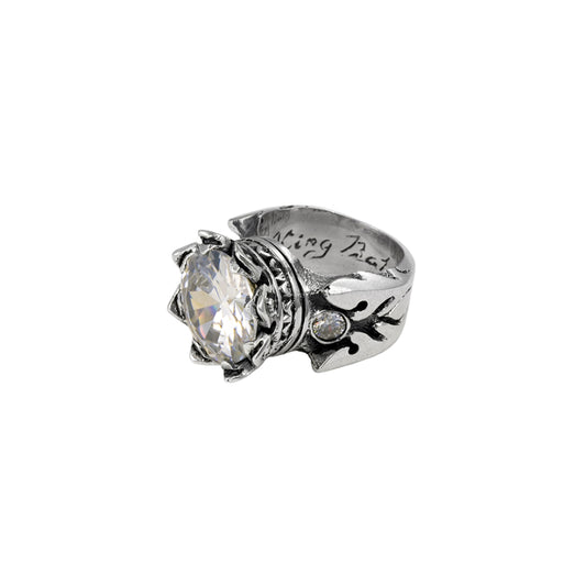 King Baby 13Mm Crown Ring. Clear Cz Stone. (Rn44) - King Baby