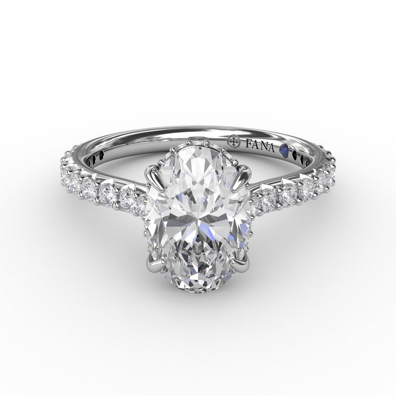 Fana Classic Oval Diamond Solitaire Engagement Ring With Hidden Pave Halo - Fana