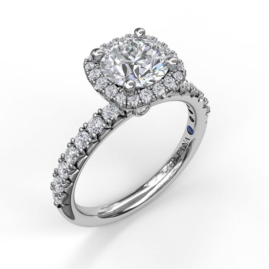 Fana Classic Diamond Halo Engagement Ring with a Gorgeous Side Profile - Fana