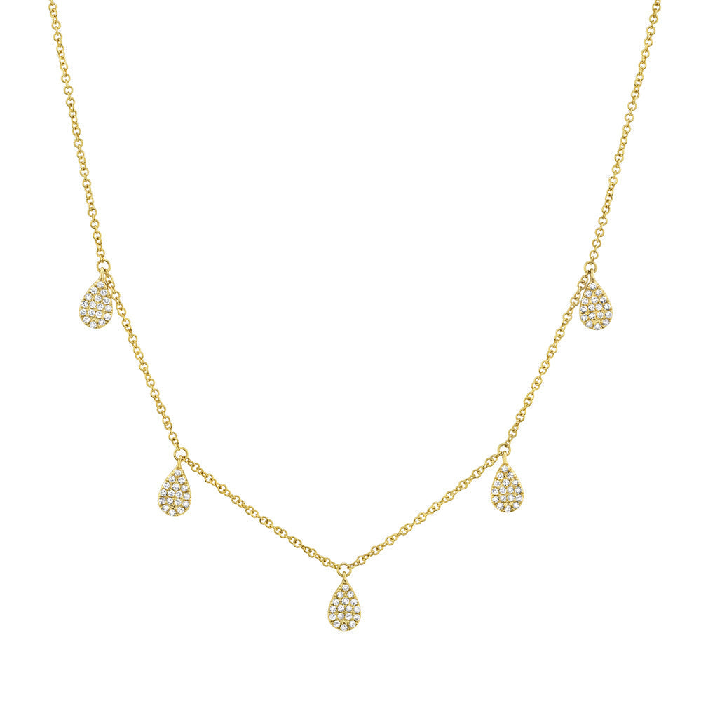 Shy Creation 14k Gold Yellow 0.27Ct Diamond Pave Necklace - Shy Creation