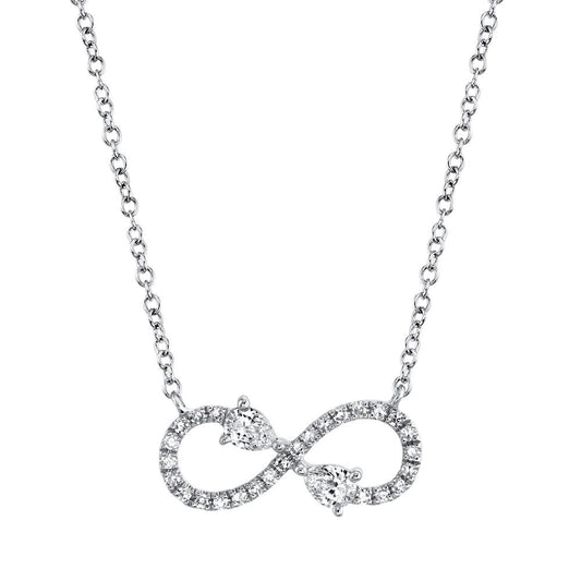 Shy Creation 14k Gold White 0.22Ct Diamond Infinity Necklace - Shy Creation