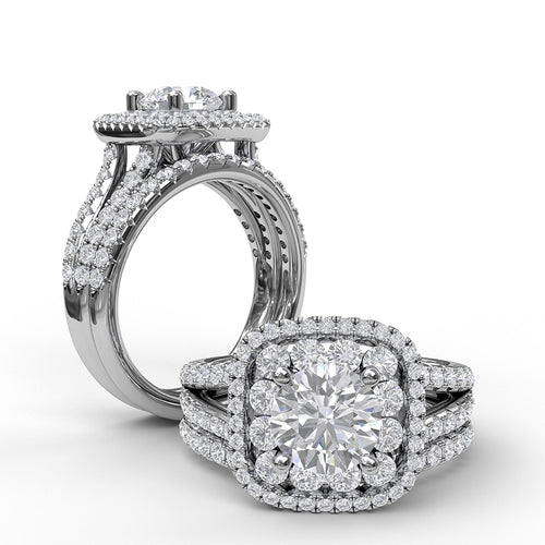Fana Exquisite Unique Double Halo Engagement Ring - Fana