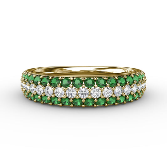 Fana Dazzling Three Row Emerald Pave Ring - Fana