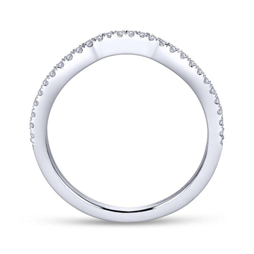 Gabriel & Co. 18k White Gold Contemporary Curved Wedding Band - Gabriel & Co.