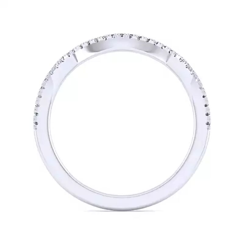 Gabriel & Co. 14K White Gold Contemporary Curved Wedding Band - Gabriel & Co.