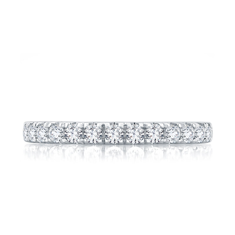 A. Jaffe Half Way French Pave Anniversary Band with A.JAFFE Signature Quilts Interior