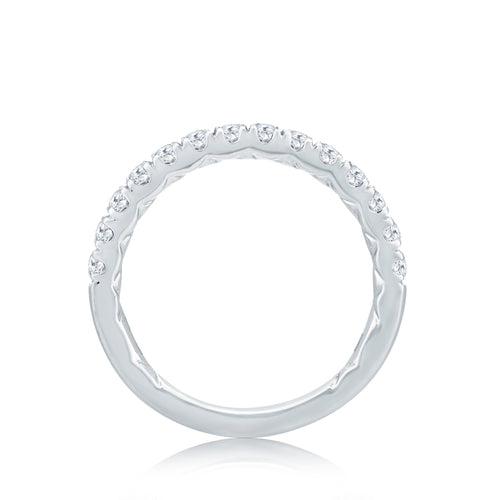 A. Jaffe Half Way French Pave Anniversary Band with A.JAFFE Signature Quilts Interior