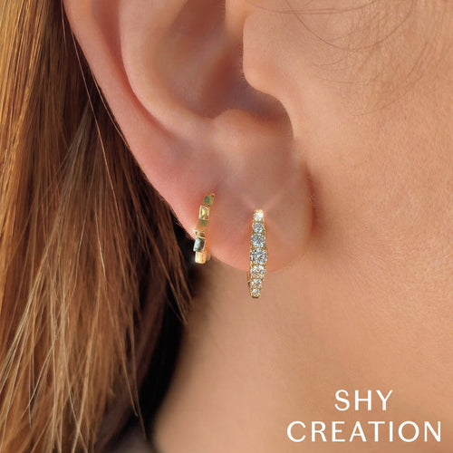Shy Creation 14k Gold Yellow 0.49Ct Diamond Huggie Earring - Shy Creation