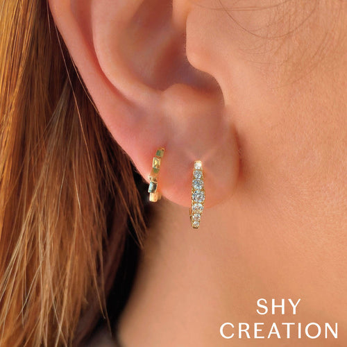 Shy Creation 14k Gold White 0.49Ct Diamond Huggie Earring - Shy Creation