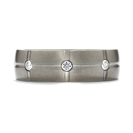 Hearts on Fire Commanding Grey Titanium Dome Grid Band 14k Gold White - Hearts on Fire