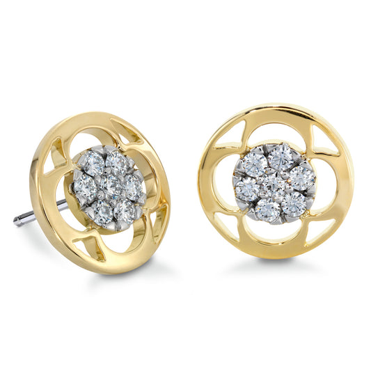 Hearts on Fire Copley Pave Stud Earrings 18k Gold,Platinum Yellow,White - Hearts on Fire