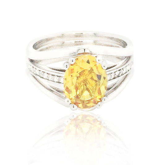 GGJ Custom Yellow Sapphire Ring in White Gold - Goldsmith Gallery Collection