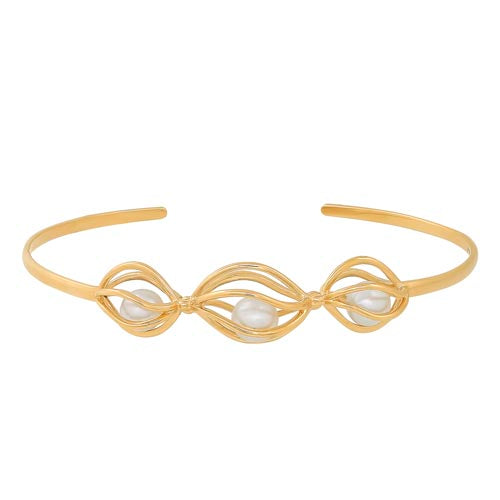 Honora 14k Yellow Gold Pearl Cuff Bracelet - Honora
