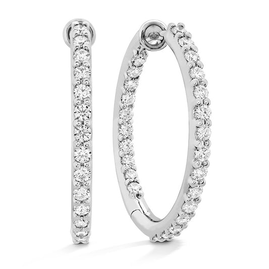 Hearts on Fire Classic Dia Hoop Inside-Out - Medium 18k Gold White - Hearts on Fire