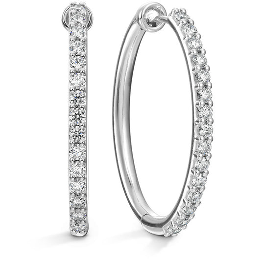 Hearts on Fire Oval Classic Diamond Hoop - Large 18k Gold White - Hearts on Fire